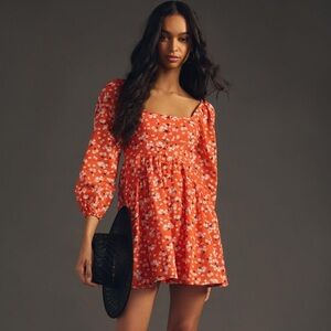 Anthropologie Puff Sleeve Dress Orange
Floral NWT Size XS